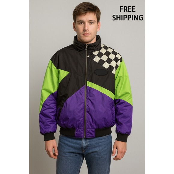 ARCTIC CAT Team Arctic Wear Snowmobile Jacket XL – Neon Colorblock Checkered - Picture 1 of 11